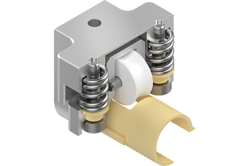 drylin® W hybrid roller bearing with preload - smooth running when unloaded, heavy duty when loaded