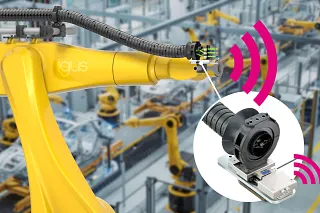 igus entwickelt neuen Sensor für das Condition Monitoring der Zugkräfte von Roboter-Energiekettensystemen