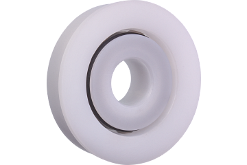 xiros® cuscinetto a sfere radiali, flangia unilaterale, coperchio su entrambe le estremità, xirodur B180, sfere in acciaio inossidabile, gabbia in PA, mm