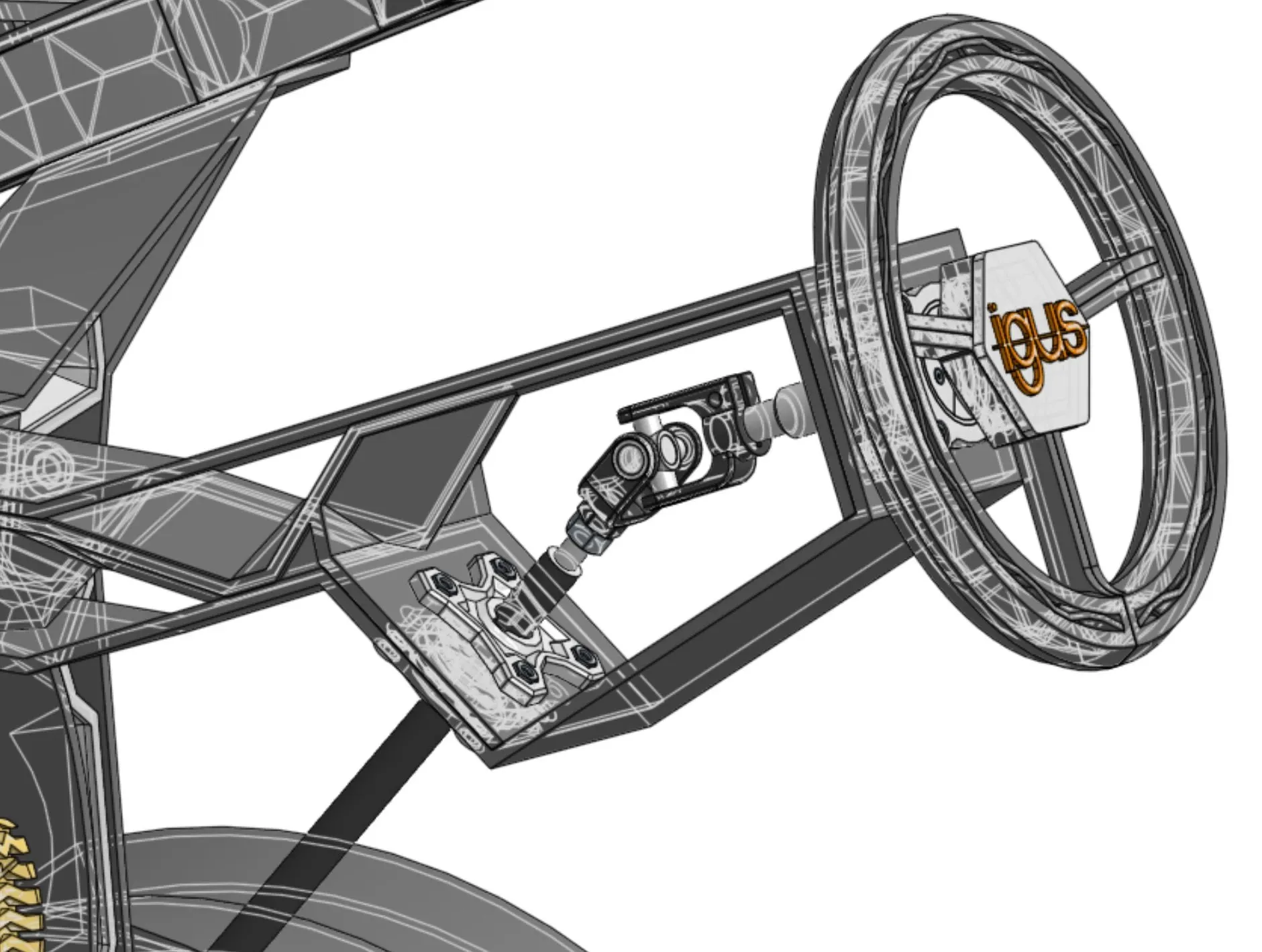 The bearings for the steering system also come from the large-scale printer