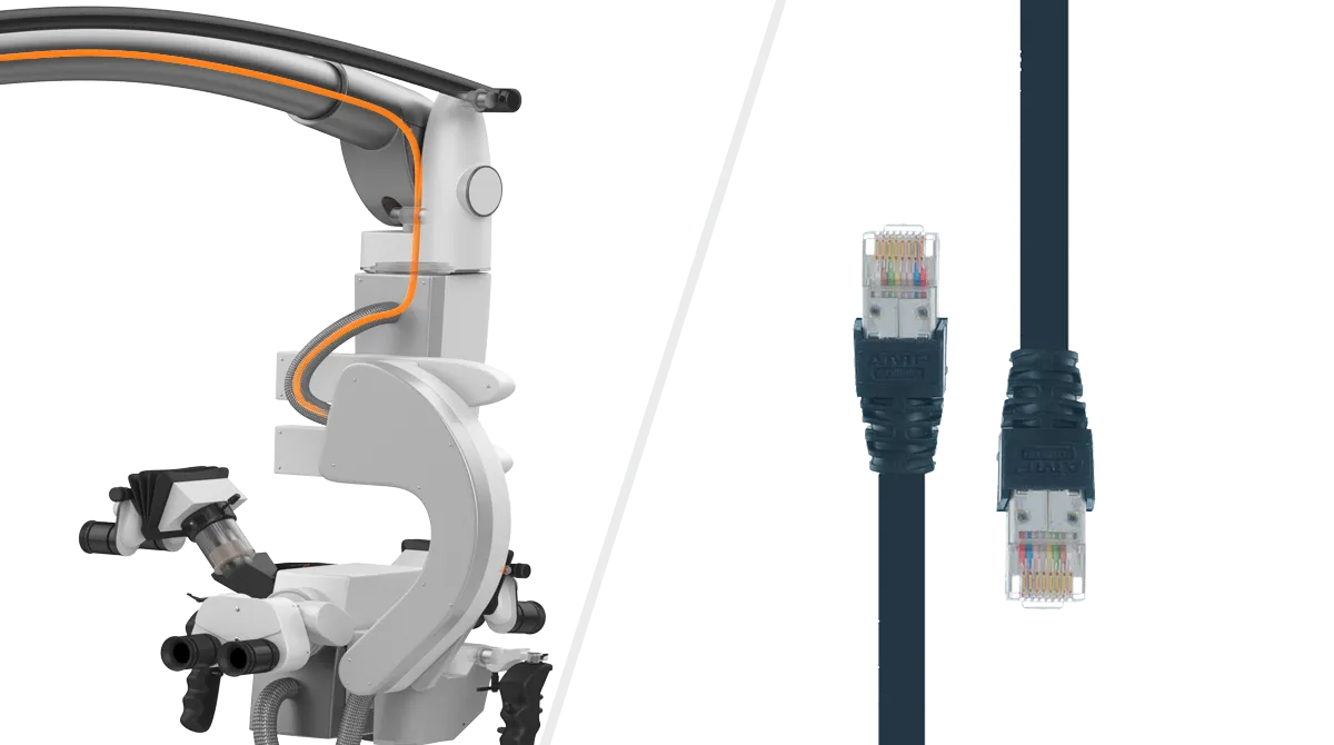 OP microscope and CAT5 cables