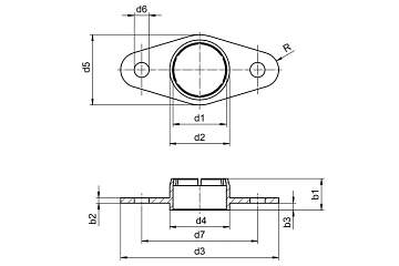 Casquilho autolubrificado em iglidur® J com flange de dois furos, dimensões métricas drawing