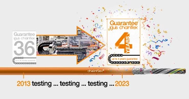 Guarantee period for the entire chainflex range extended from 36 months to four years