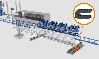 Roller coaster transfer track with e-chain