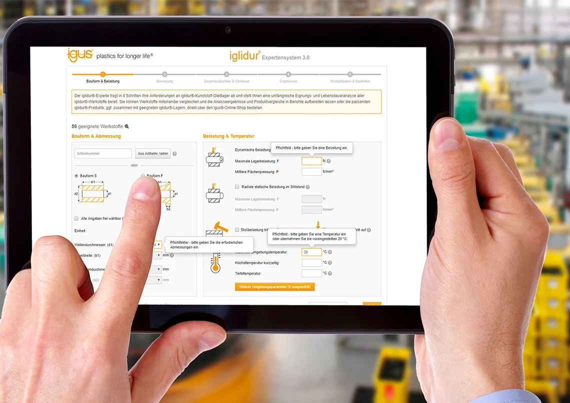 igus online tools on your tablet