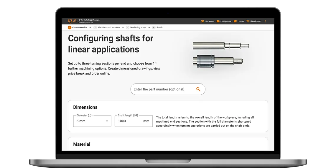 drylin R shaft configurator