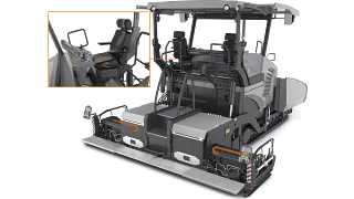 Asphalt paver with detail of the driver's cab