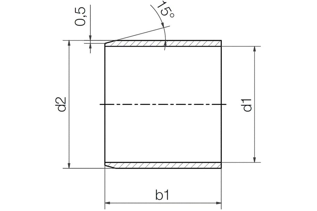 iglidur® TX1, sleeve bearing, mm - TX1SM drawing