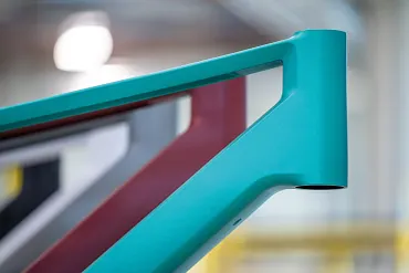 Close-up of the of the bicycle frame head tube