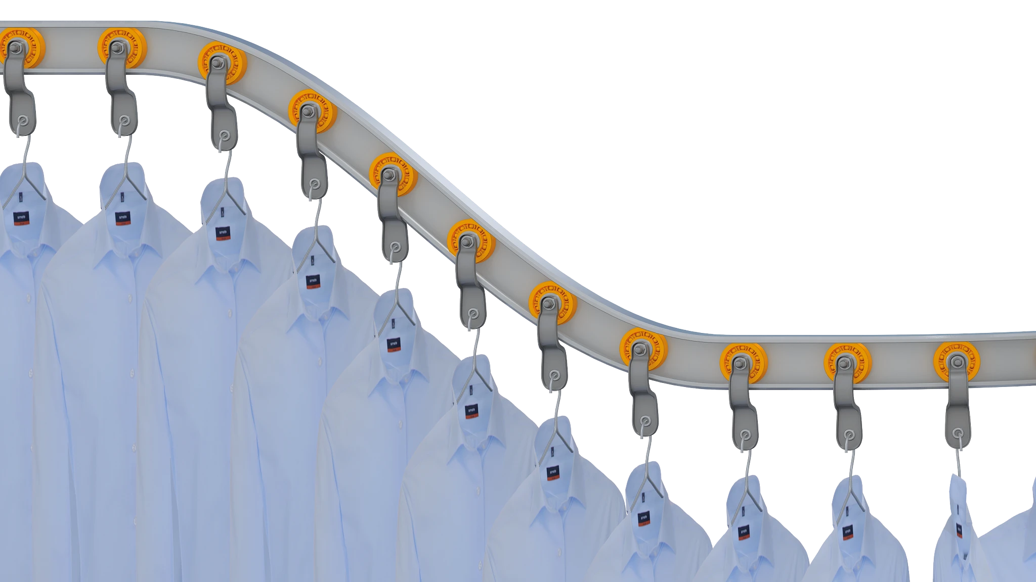 Technique de convoyage suspendu dans une blanchisserie