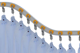 Overhead conveyor technology in a laundry