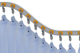 Overhead conveyor technology in a laundry