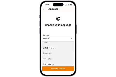 Taalselectie in de app