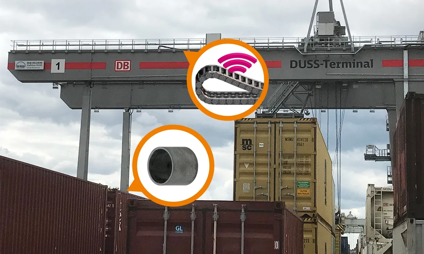RTG-Kran am DUSS-Terminal mit e-kette