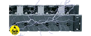 Electrically conductive E6.ESD energy chains