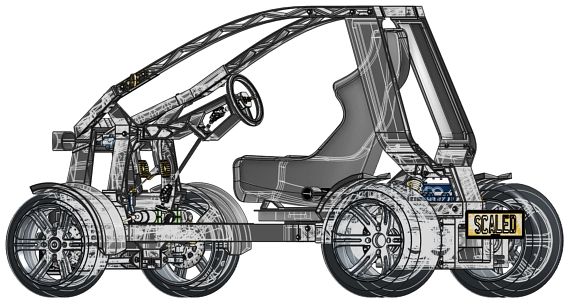 O projeto "Chameleon" da Scaled 3D, empresa sediada no Reino Unido, teve como objetivo desenvolver um veículo impresso em 3D.