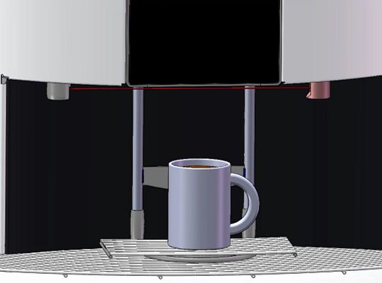Przykład aplikacji do druku 3D z automatycznie regulowaną tacką na filiżanki