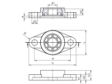 フランジ型ベアリング (取付け穴2個)、鋳物ハウジングUC、イグボール
