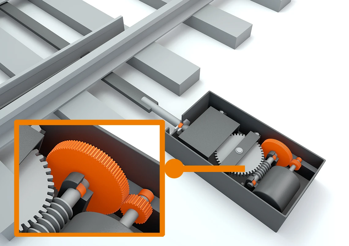 railway diagram of gears used in railway point operations