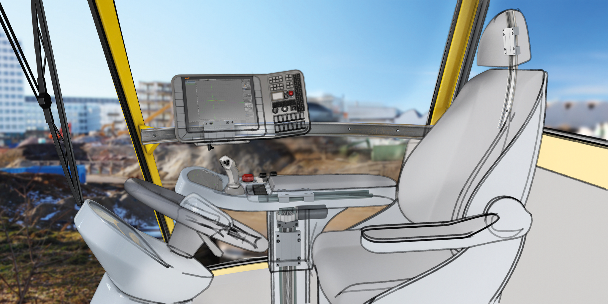 Cab in construction site vehicle