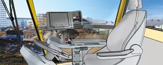 Cab in construction site vehicle