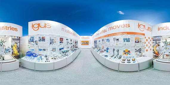 Virtual packaging trade show stand