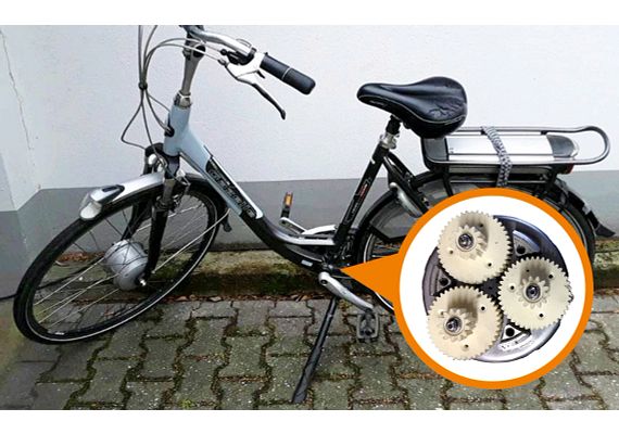 Roues dentées imprimées dans le réducteur elliptique d'un vélo électrique