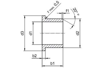 iglidur® R, flange bearing, mm drawing