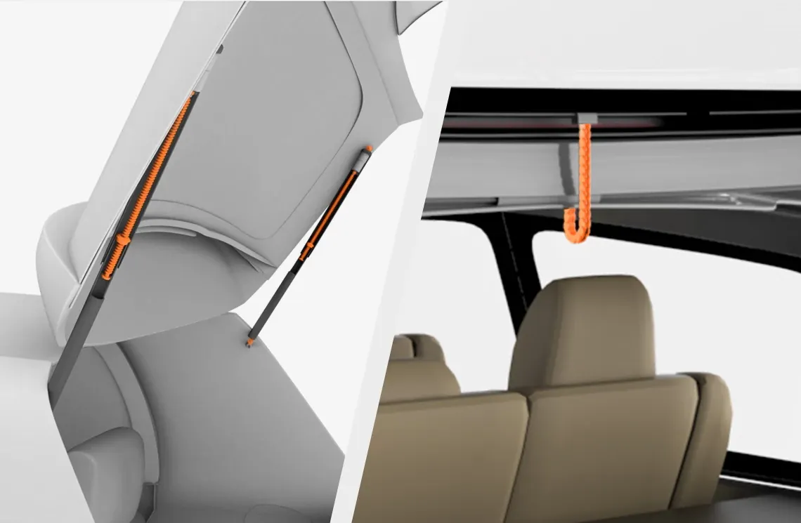 Lead screw technology and e-chain in the rear lid