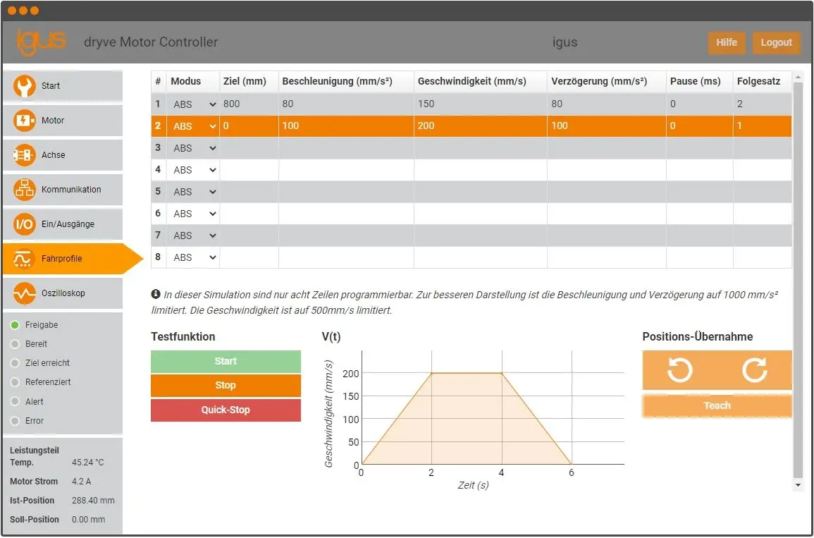 Logiciel igus Robot Control iRC