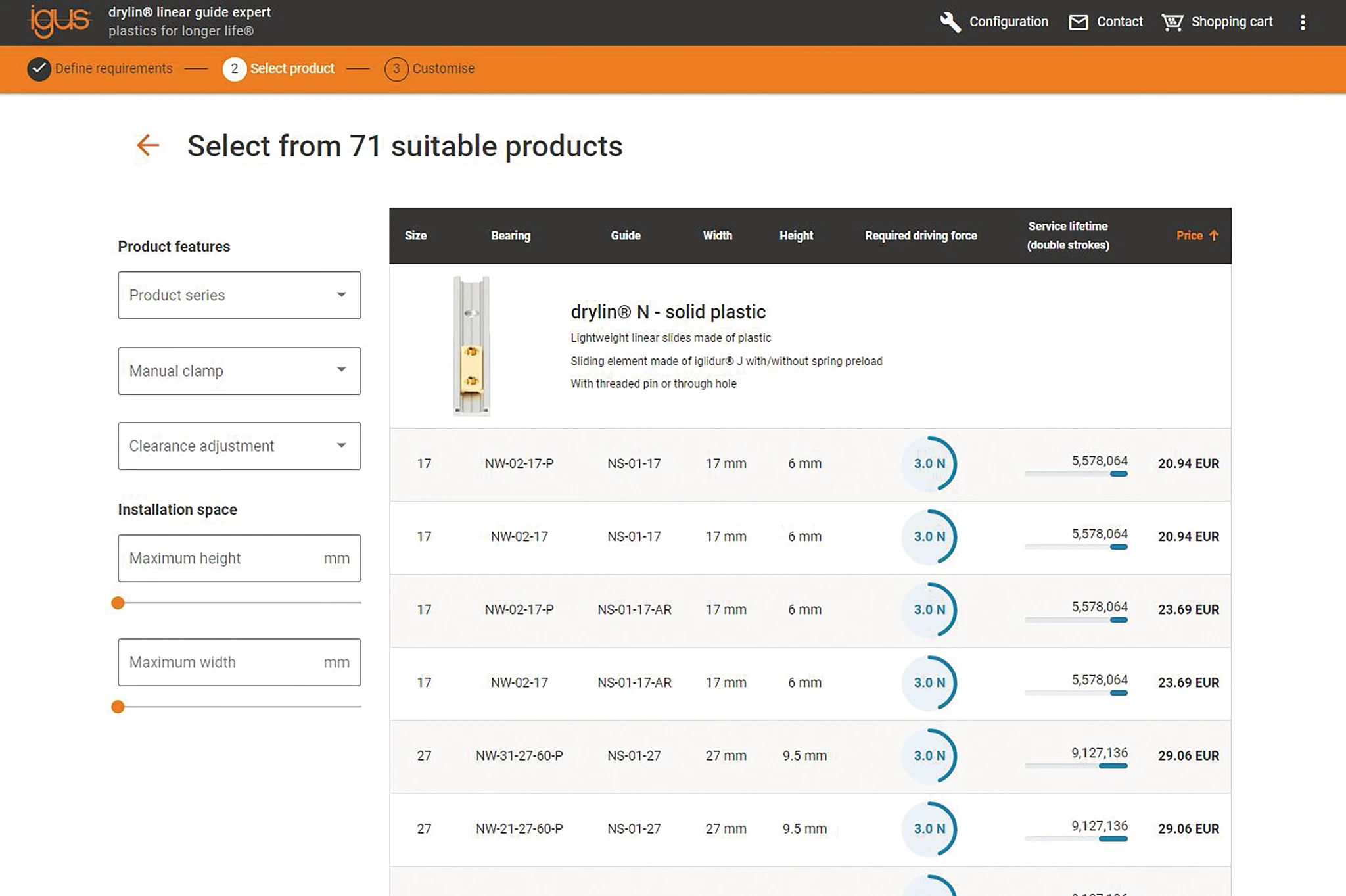 Experto en guía lineal drylin® DLX
