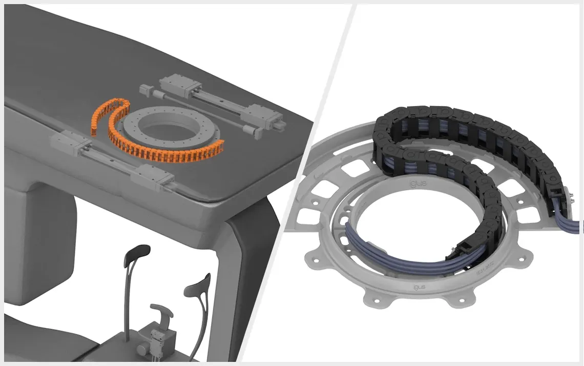 Systém rotačního napájení energie pro rotaci s opačným poloměrem ohybu