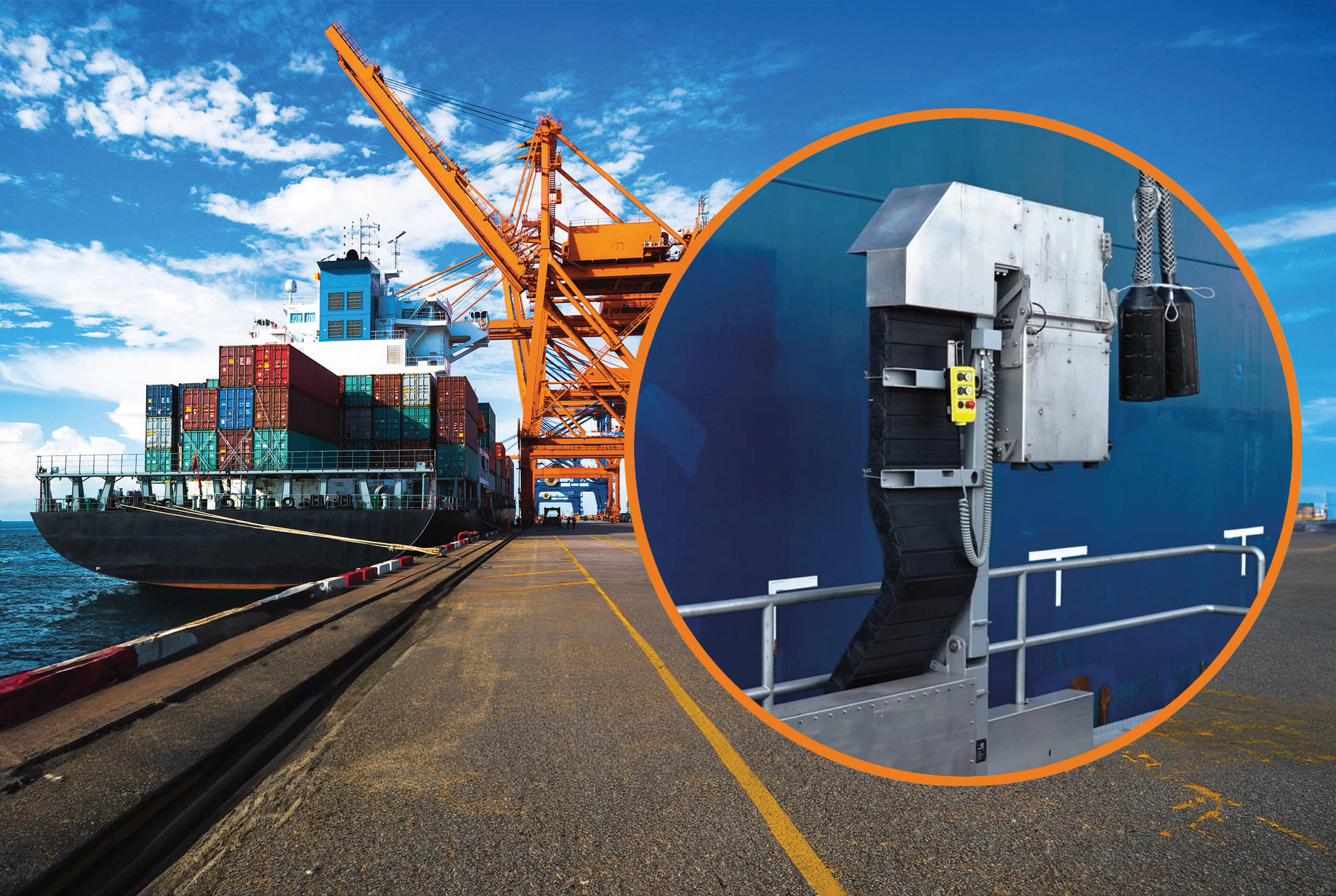 Mobile socket from igus makes supplying container ships with shore power safe, fast and flexible