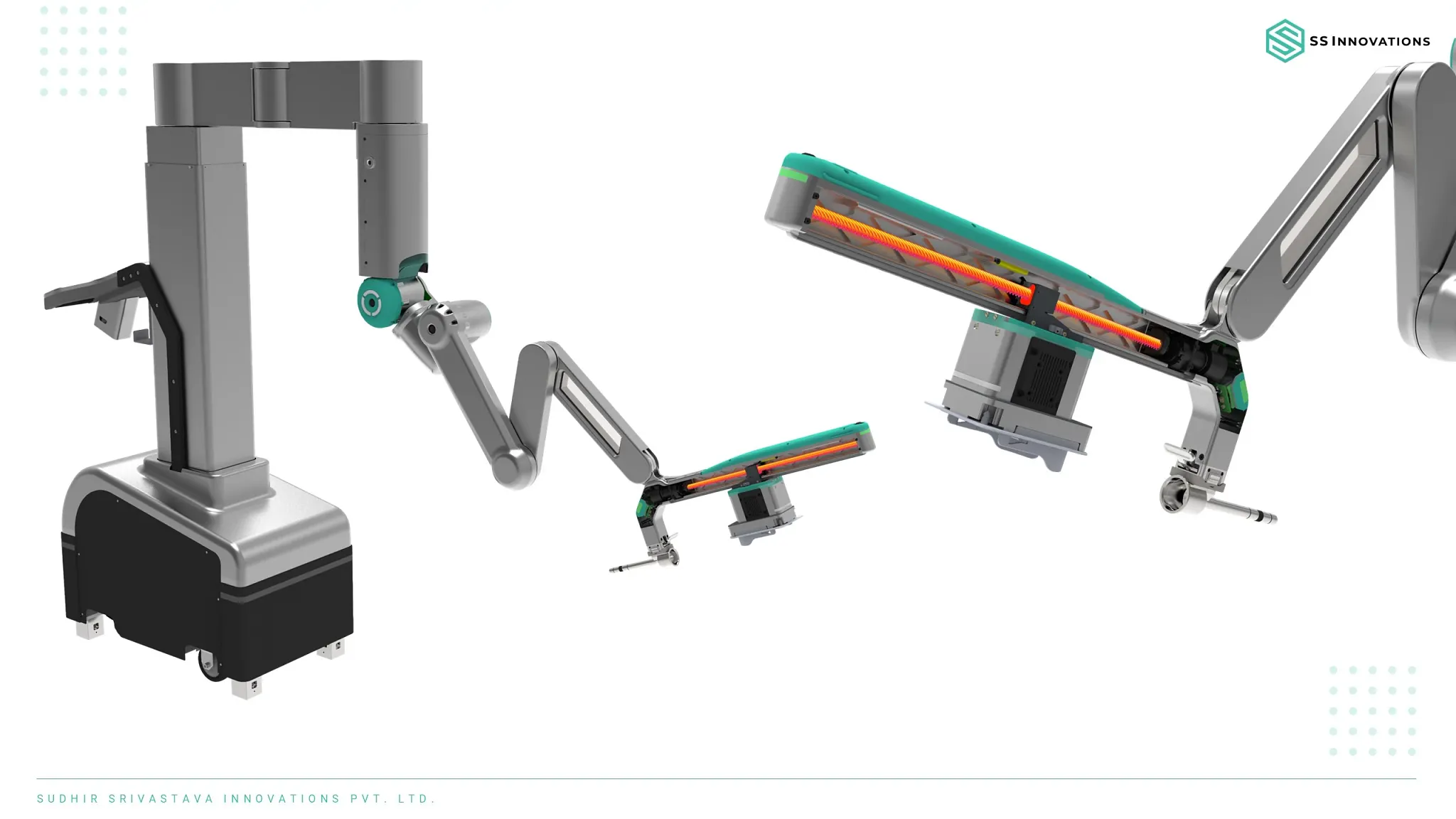 Einbaustellen für dryspin Gewindetechnik in den Roboterarmen des SSI MANTRA