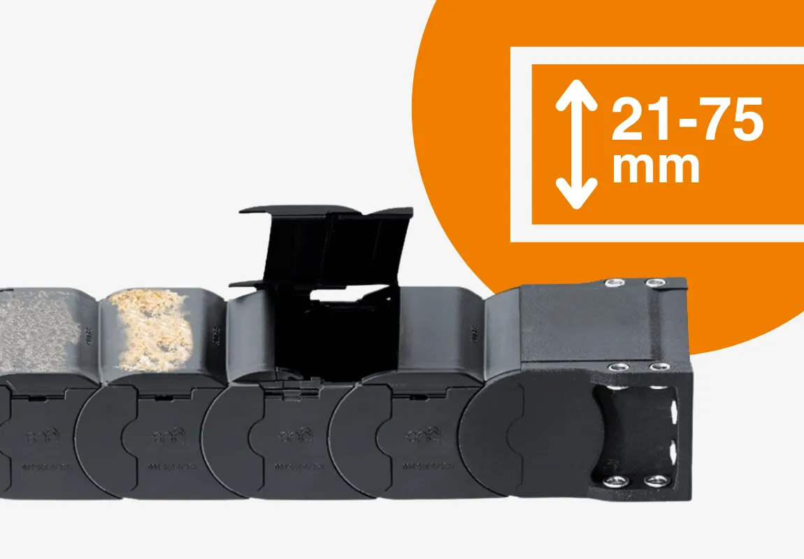 Catene portacavi per la protezione contro sporco e trucioli