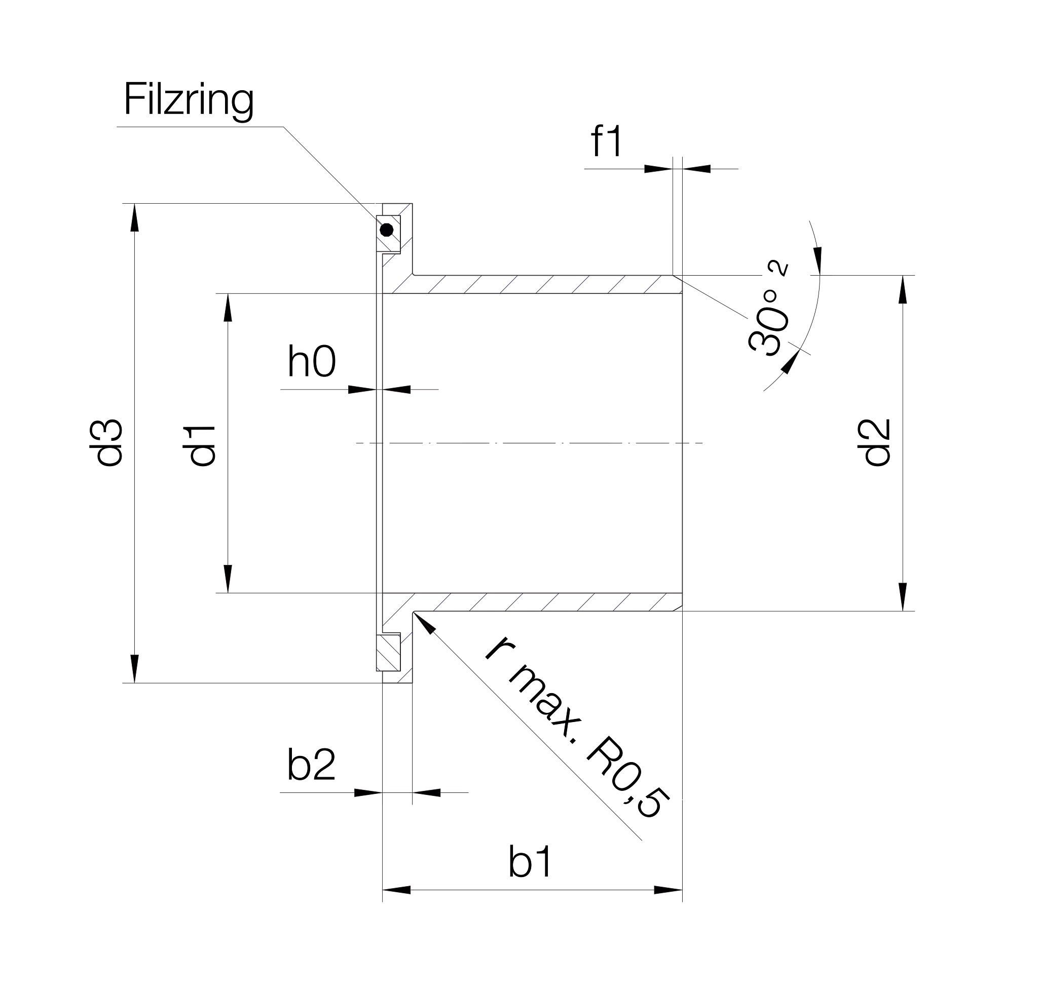 Zylindrische iglidur Gleitlager mit Bund und Filzdichtung online kaufen