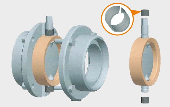 iglidur plain bearing with slot and spring in the Nocado butterfly valve