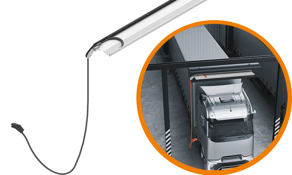 Über‑Kopf-Ladekabelmanagement für DC- und MCS‑Ladepunkte