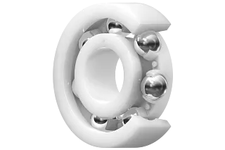 Wälzlager aus Kunststoff im Querschnitt