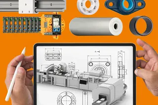 amostras de embalagens com produtos da igus