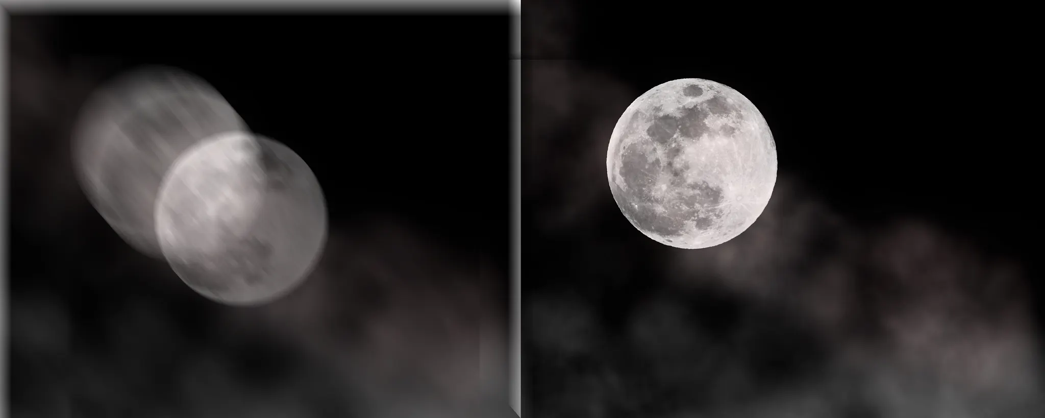 Exemplo de fotos quando é necessário compensar a rotação da Terra.