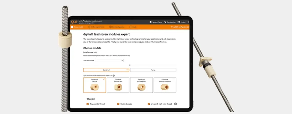 Lead screw product finder