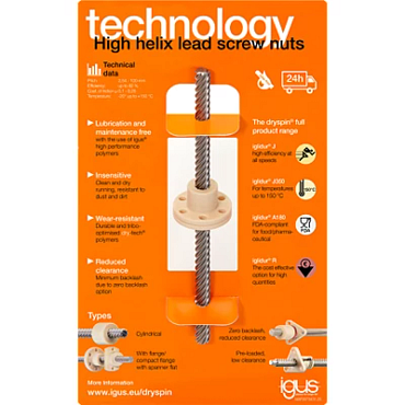 dryspin lead screw sample card