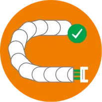 Complete energy chain systems - energy chains with cables, separators, strain relief, guide troughs and other accessories.