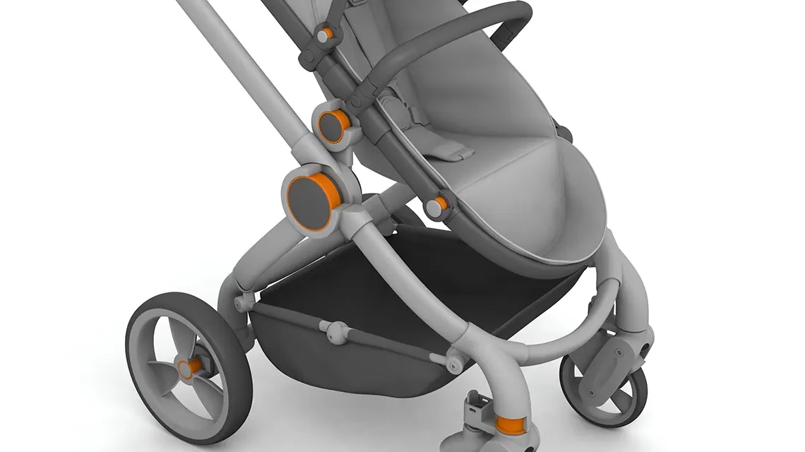 Carrito de bebé con cojinetes plásticos