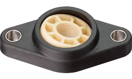 Plastic flange mounted bearing with interchangeable spherical ball