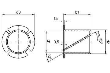 iglidur® M250, split bearing, MYM, mm drawing