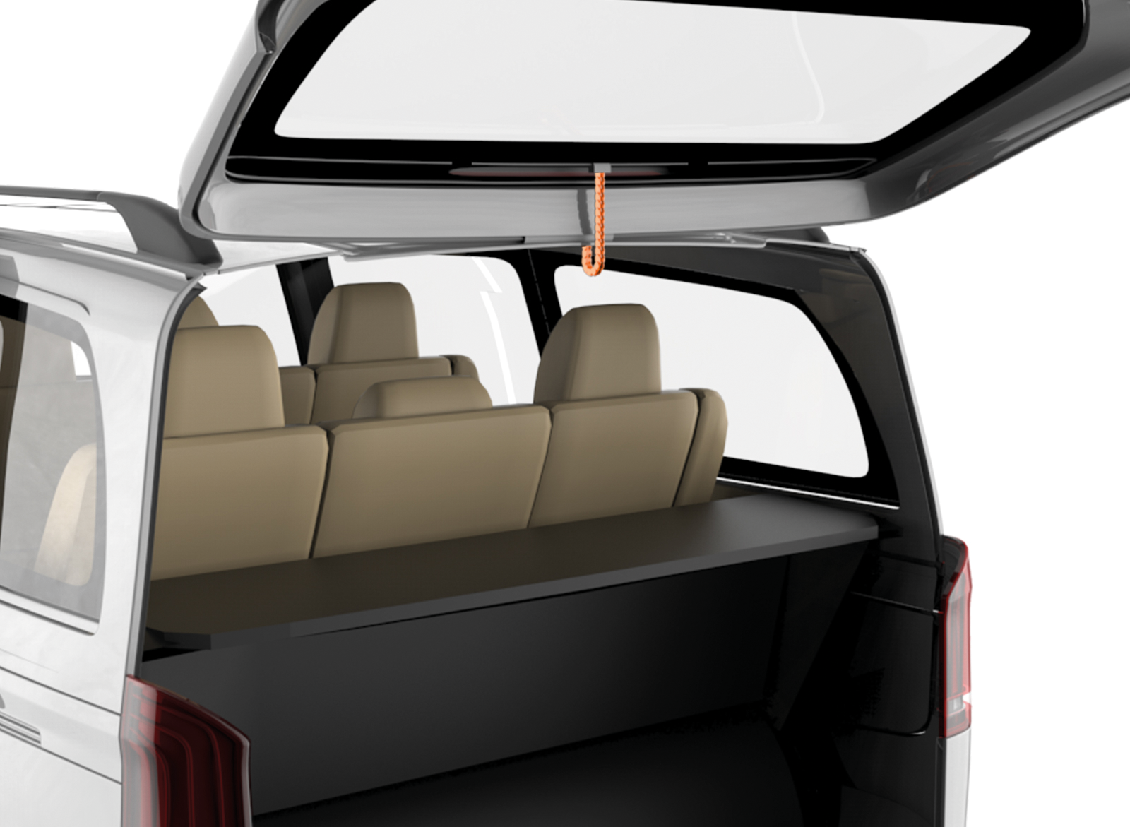 Chaîne porte-câbles dans une porte de coffre