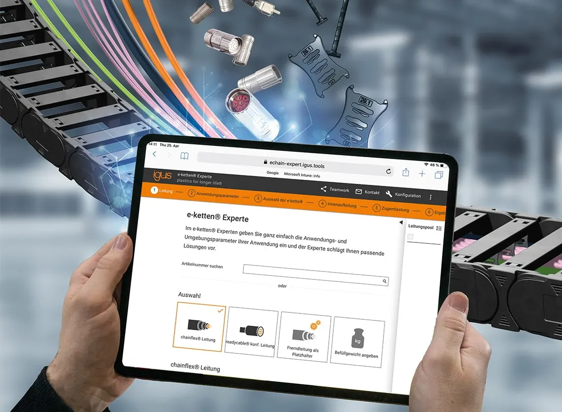 e-chain configurator on tablet