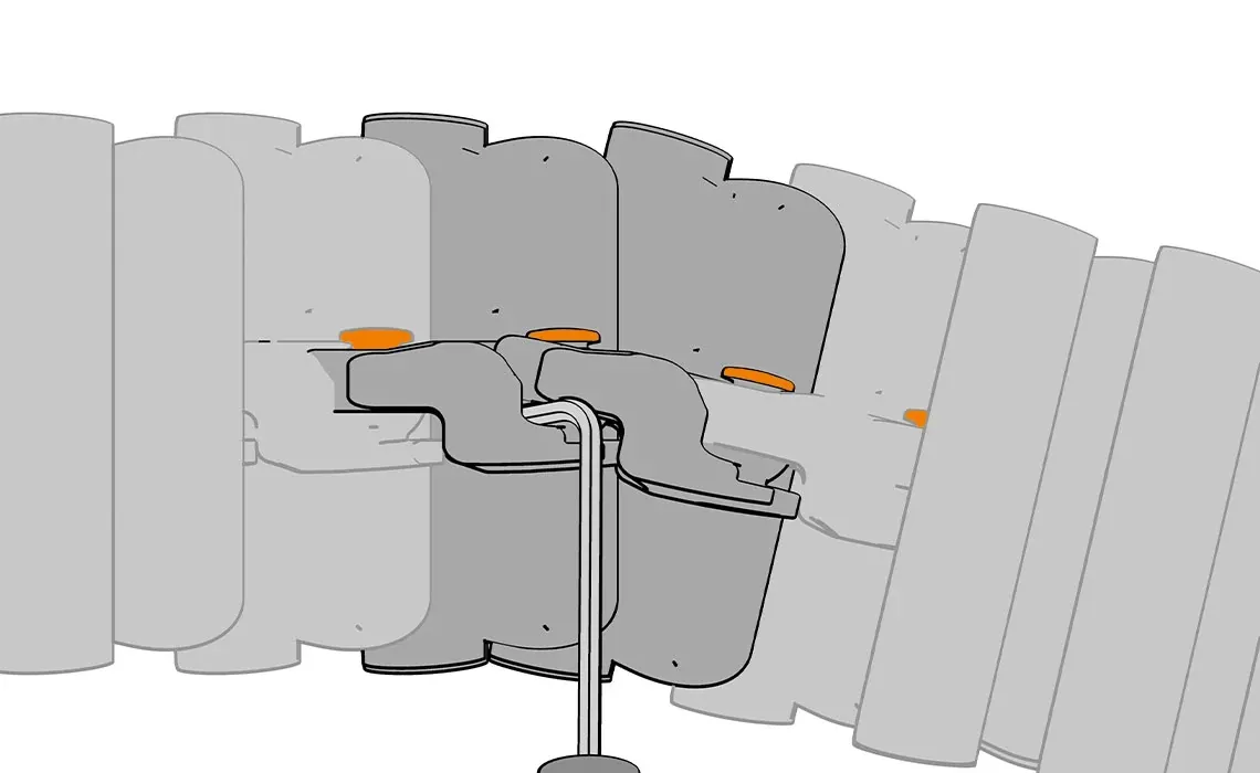 triflex R B version มีหัวสีส้มและเครื่องมือในการถอดชิ้นส่วน